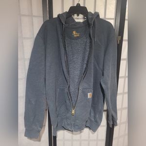 Carhartt Sweatshirt Mens Medium Gray Hoodie Zip Up Original Fit Mid Weight